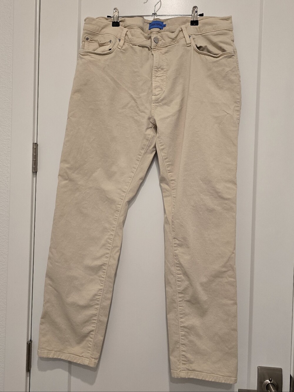 🎰J McLaughlin Mens Cream Colored 5 Pocket Denim Msrp $178